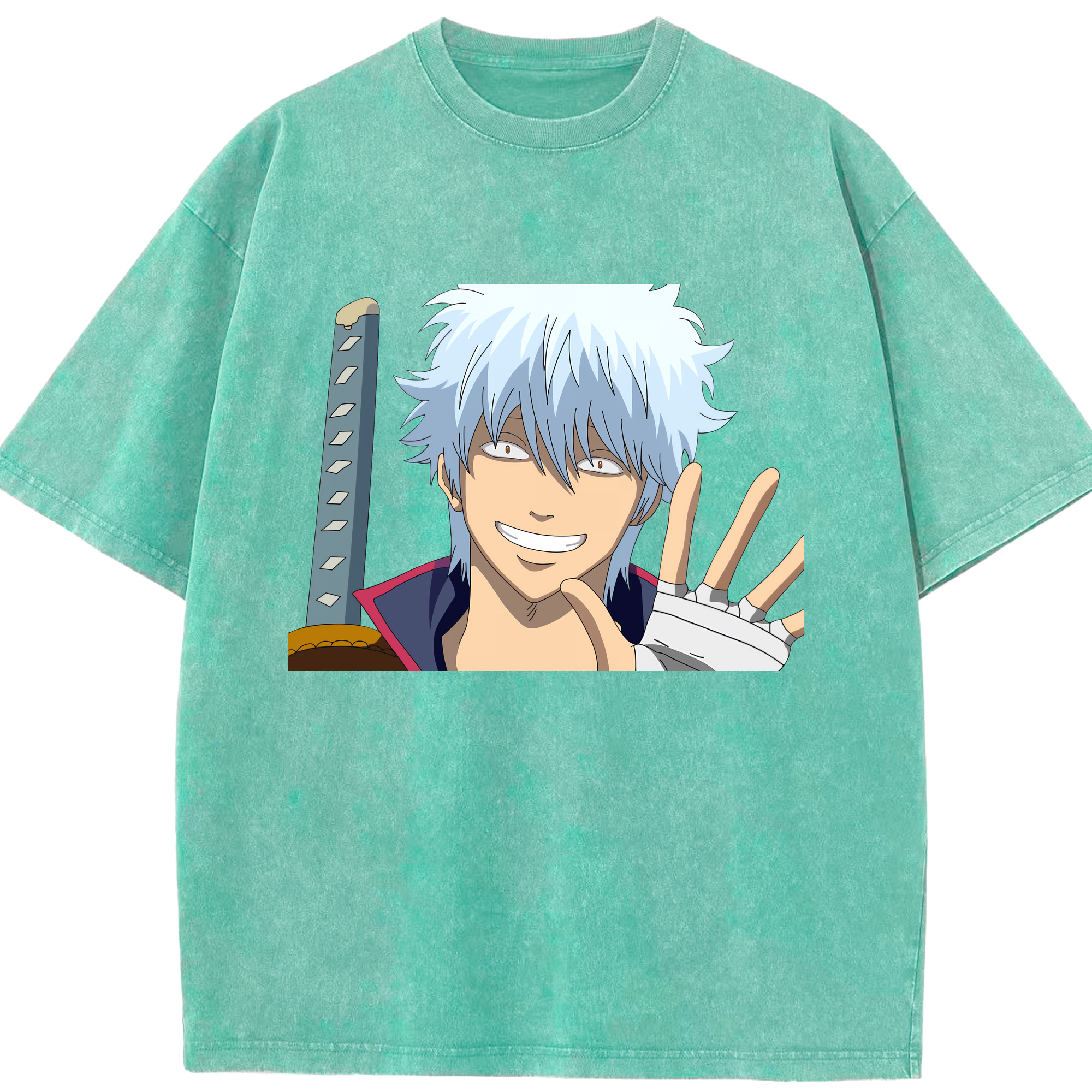 （画像用） ぎんたま 坂田銀時（さかたぎんとき） 神楽 志村新八（しむら しんぱち） GINTAMA Sakata Gintoki Kagura Shimura Shinpachi 綿100% ヴィンテージ風 半袖Tシャツ（フロントプリント）